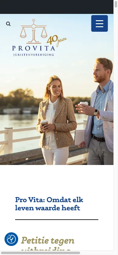 De website van Provita op mobiel